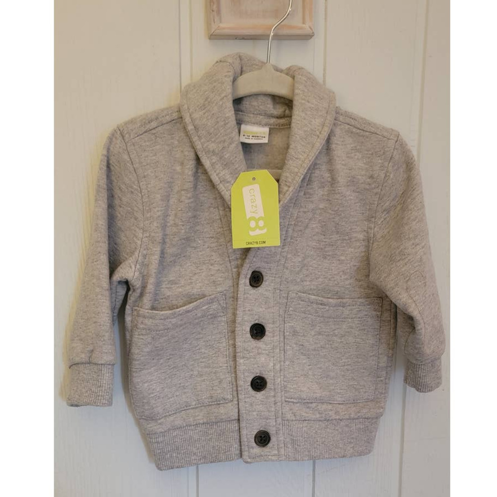 NEW! Shawl Collar Cardigan for Baby by Crazy 8 - Sz 6-12M - Grey - NWT